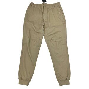 Five Four Men’s Elastic Waist Khaki Joggers Snap Pockets Size 33 New